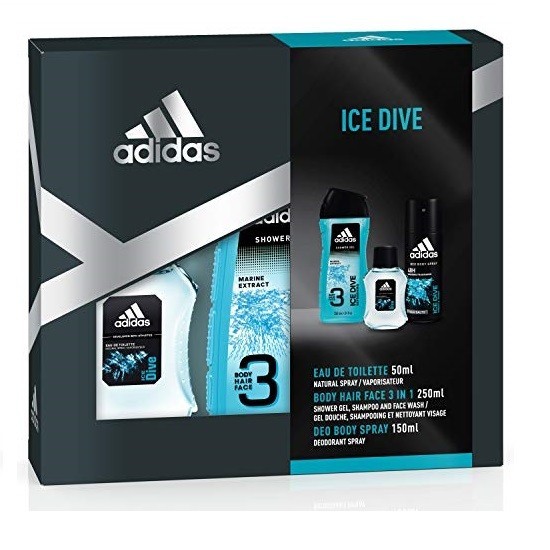 ADIDAS Ice dive Toaletná voda 50ml + Deo spray 150ml + Sprchový gél 250ml darčeková kazeta