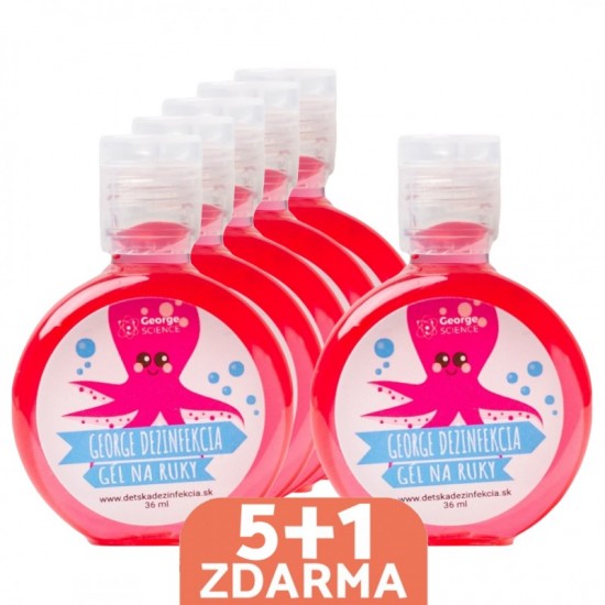 AKCIA 5+1 zdarma GEORGE SCIENCE Dezinfekčný gél na ruky pre deti - ružová chobotnica 36ml AKCIA 5+1 zdarma GEORGE SCIENCE Dezinfekčný gél na ruky pre deti - ružová chobotnica 36ml