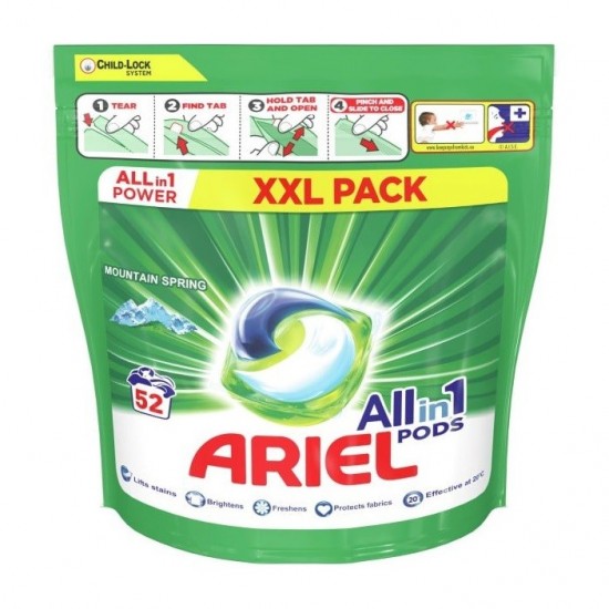 ARIEL Allin1 pods Mountain Spring 52pcs XXL PACK ARIEL Allin1 pods Mountain Spring 52pcs XXL PACK