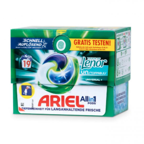 Ariel pods Allin1 19ks Universal+ Touch of Lenor - Ecoclic Box Ariel pods Allin1 19ks Universal+ Touch of Lenor - Ecoclic Box