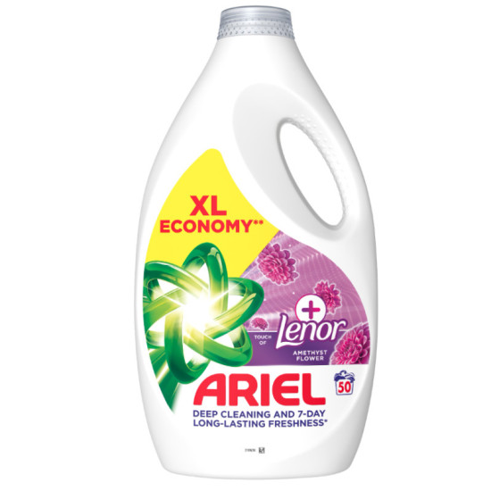 Ariel prací gél 2250ml +Touch of Lenor Amethyst Flower 50praní