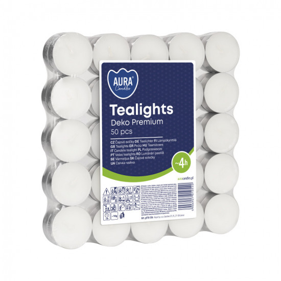 AURA Candles Čajové sviečky Tealghts Deko Premium 50ks 4h AURA Candles Čajové sviečky Tealghts Deko Premium 50ks 4h