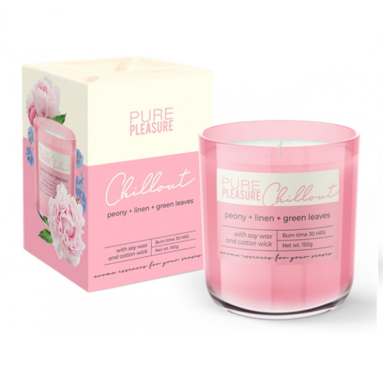 Bartek Candles Vonná sviečka Chillout - Peony+Linen+Green leaves 150g 33h.