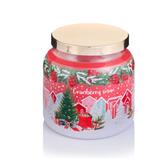 BARTEK CANDLES Vonná sviečka Cranberry Snow s praskajúcim knôtom 450g