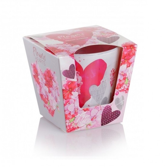 BARTEK CANDLES Vonná sviečka Flower hearts Dream garden 115g