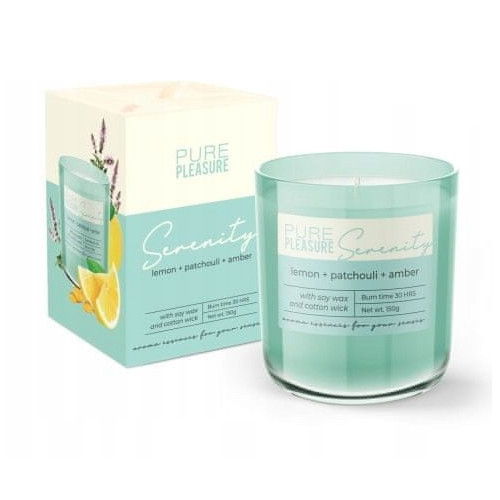 Bartek Candles Vonná sviečka Serenity - Lemon+Patchouli+Amber 150g 33h.