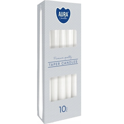 BISPOL kónické stolné sviečky - biele 10ks