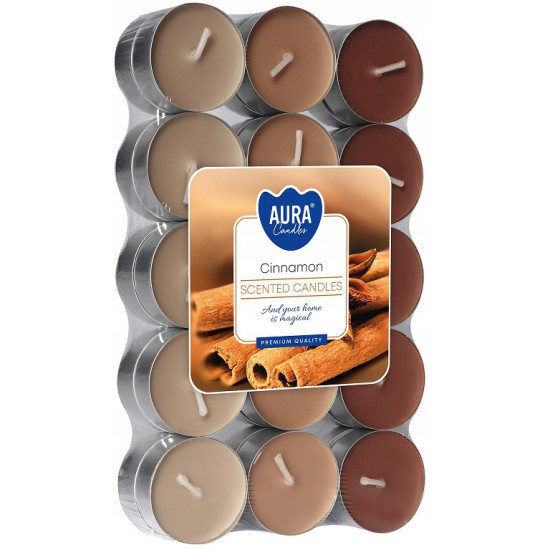 BISPOL Vonné čajové sviečky Cinnamon 30ks