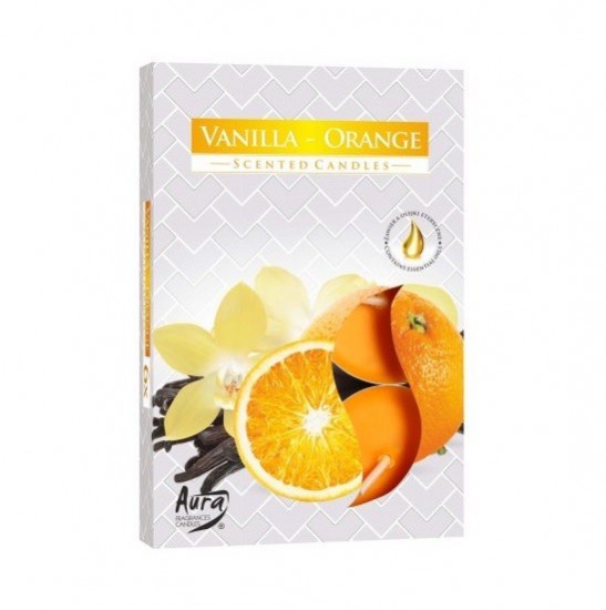 BISPOL Vonné čajové sviečky Vanilla - Orange 6ks