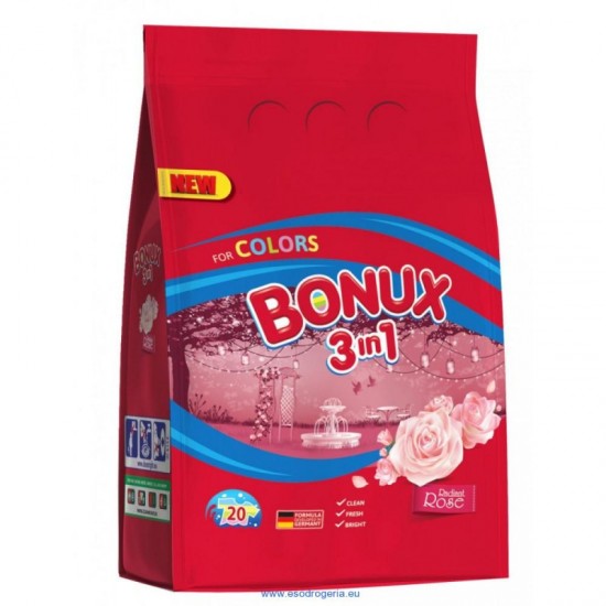 BONUX Prací prášok 3in1 Color - Radiant Rose 1,5kg - 20 praní