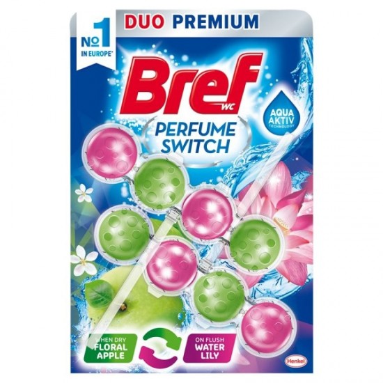 BREF Perfume Switch tuhý WC blok Floral Apple & Water Lily 2x50g