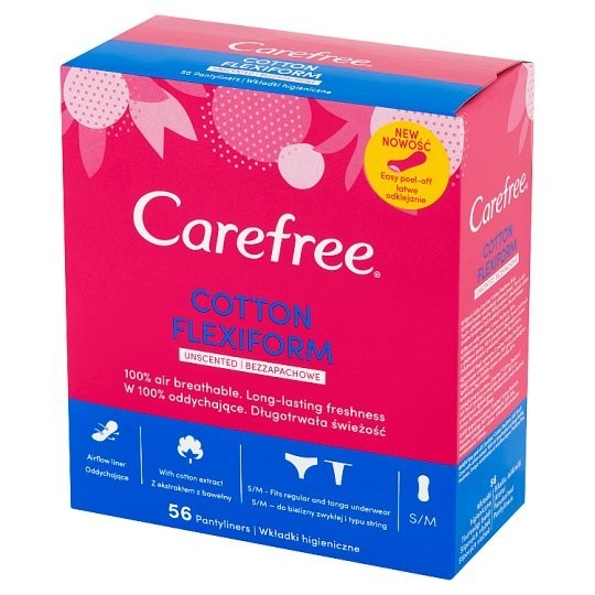 CAREFREE Slipové vložky - Cotton flexiform 56ks
