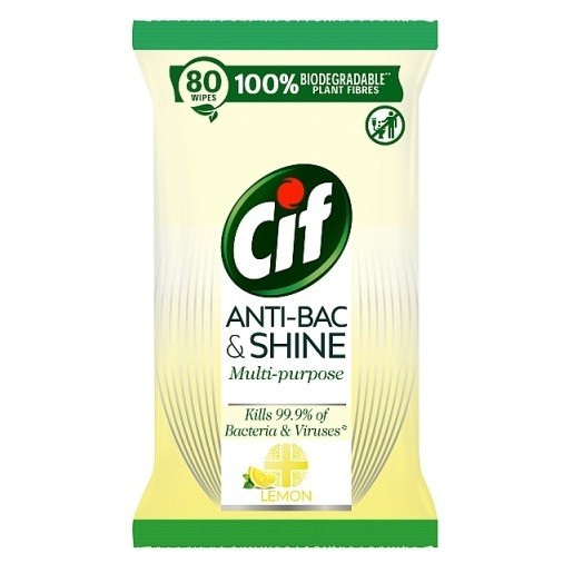 CIF Čistiace utierky Anti-bac & Shine Multi-purpose Lemon 80ks