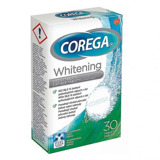 COREGA Čistiace tablety na zubné náhrady Whitening 30ks