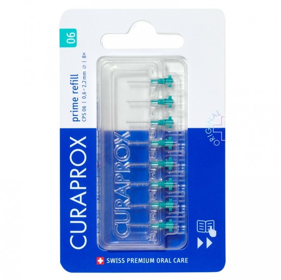 CURAPROX Prime refill 06: medzizubné kefky CPS 06 8ks (tyrkysové)