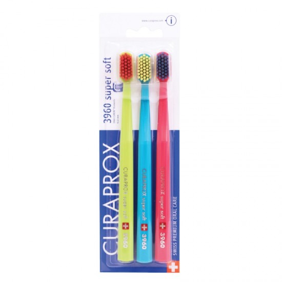 CURAPROX three-pack zubné kefky Super soft 3960 - 3ks (rôzne farebné kombinácie)