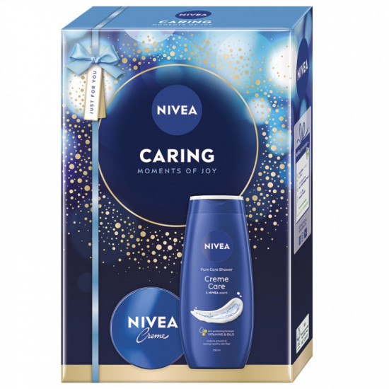 Darčeková sada NIVEA Caring Sprchový gél 250ml, Krém 75ml