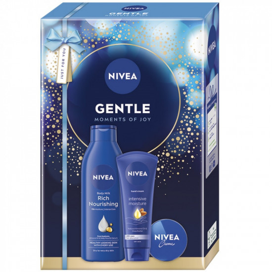 Darčeková sada NIVEA Gentle Telové mlieko 250ml, Krém na ruky 100ml, Výživný krém 30ml