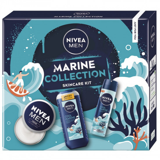 Darčeková sada NIVEA MEN Marine Sprchový gél 250ml, Deospray 150ml, Krém 150ml