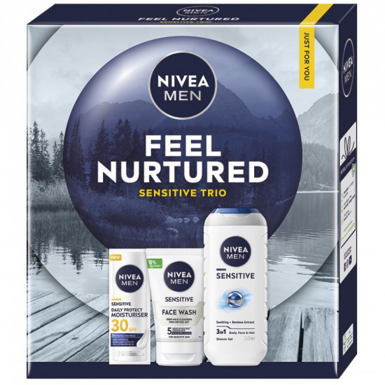 Darčeková sada NIVEA MEN Nurtured Sprchový gél 250ml, Čistiaci gél 100ml, Krém 50ml