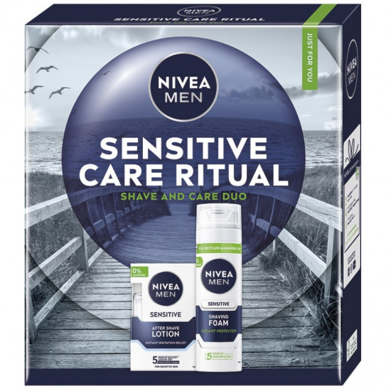 Darčeková sada NIVEA MEN Sensitive Care Ritual Pena na holenie 200ml, Voda po holení 100ml