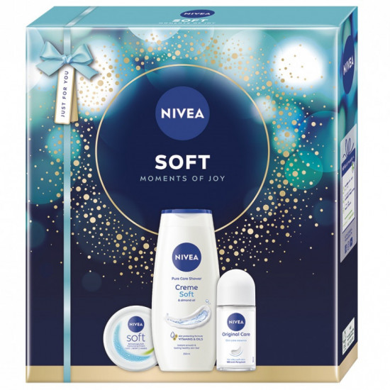 Darčeková sada NIVEA Soft Sprchový gél 250ml, Roll-on 50ml, Hydratačný krém 100ml