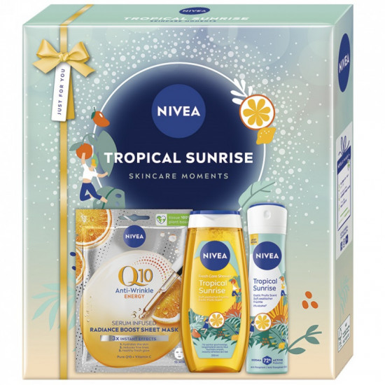 Darčeková sada NIVEA Tropical Sprchový gél 250ml, Deospray 150ml, Textilná maska 1ks