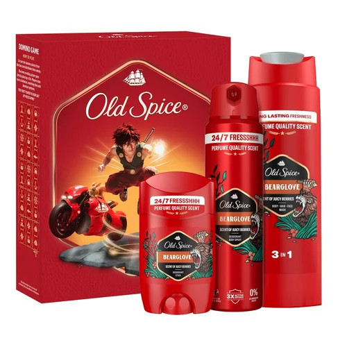 Darčeková sada Old Spice Bearglove Sprchový gél 250ml, Deospray 150ml, Deostick 50ml