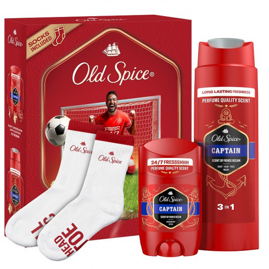 Darčeková sada Old Spice Captain Sprchový gél 250ml, Deostick 50ml + Ponožky