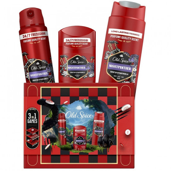 Darčeková sada Old Spice Nightpanter Sprchový gél 250ml, Deostick 50ml, Deospray 150ml