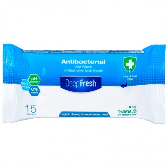 DEEP FRESH vlhčené obrúsky Antibacterial na ruky 15ks DEEP FRESH vlhčené obrúsky Antibacterial na ruky 15ks