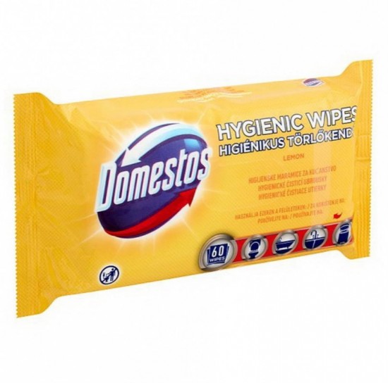 DOMESTOS Hygienické čistiace utierky Lemon 60ks DOMESTOS Hygienické čistiace utierky Lemon 60ks
