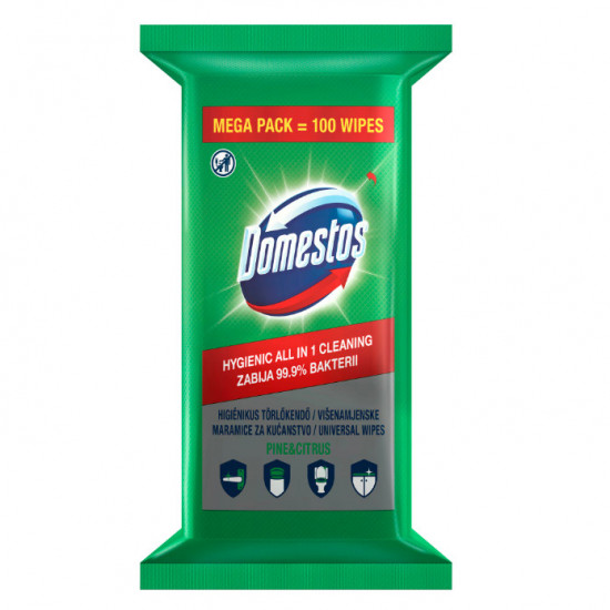 DOMESTOS Hygienické čistiace utierky Pine & Citrus 100ks