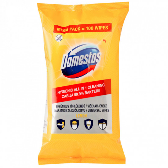 DOMESTOS Hygienické čistiace utierky Pine & Lemon 100ks