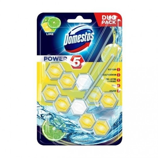 DOMESTOS Power 5 - WC blok Lime 2x55g DOMESTOS Power 5 - WC blok Lime 2x55g