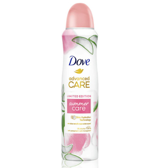 DOVE advanced care Summer Care Aloe Vera & Rose Water Scent deospray 150ml DOVE advanced care Summer Care Aloe Vera & Rose Water Scent deospray 150ml