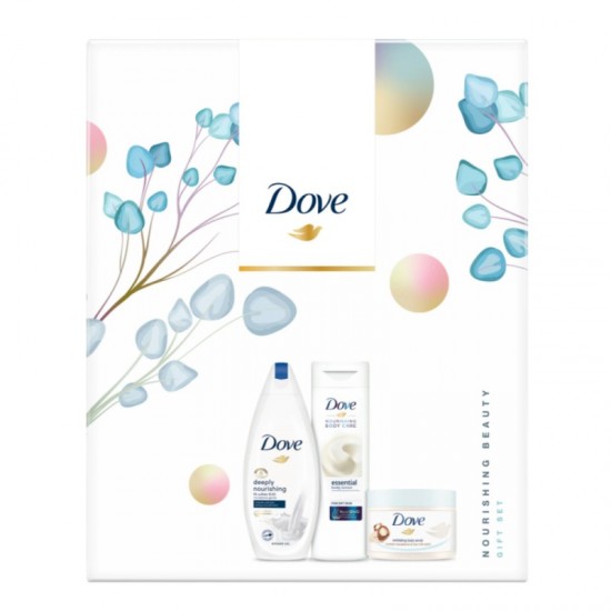 DOVE Nourishing Beauty Sprchový gél 250ml, telové mlieko 250ml, telový píling 225ml DOVE Nourishing Beauty Sprchový gél 250ml, telové mlieko 250ml, telový píling 225ml