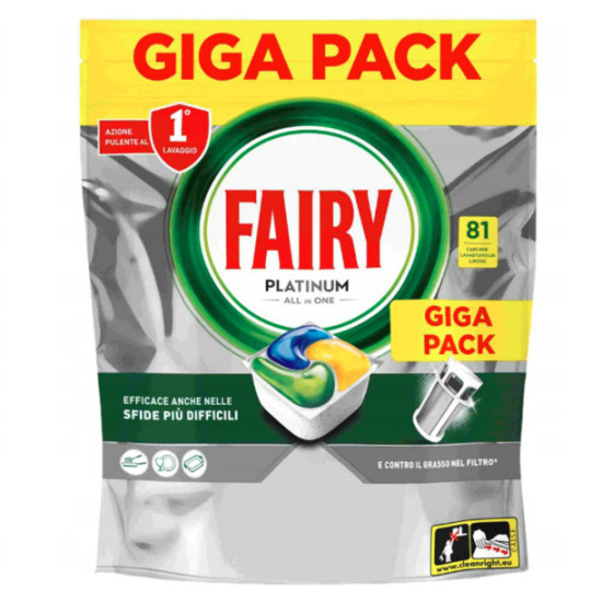 Fairy kapsule do umývačky riadu 81ks Platinum Allin1 LEMON - Maxi Pack