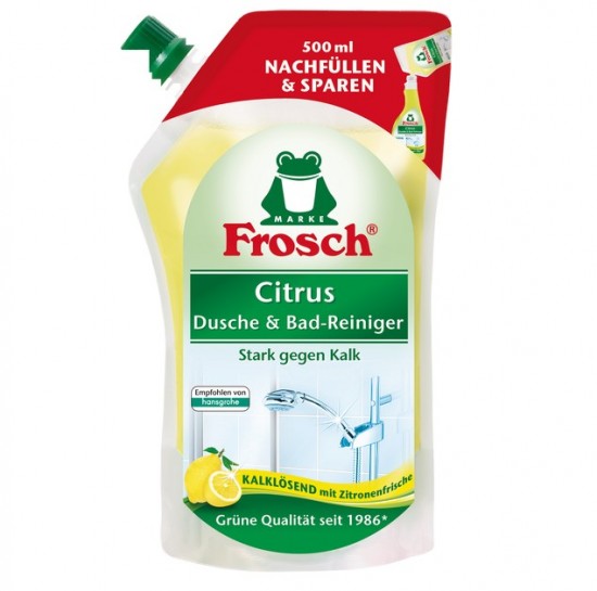 FROSCH do kúpeľne a sprchy, náhradná náplň - Citrus 500ml FROSCH do kúpeľne a sprchy, náhradná náplň - Citrus 500ml