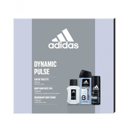 GIFT SET Adidas Dynamic Pulse Toaletná voda 50ml + SG 3in1 250ml + Deodorant 150ml