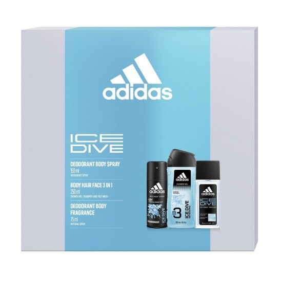 GIFT SET Adidas Ice dive  Deodorant 150ml + SG 3in1 250ml + DNS 75ml