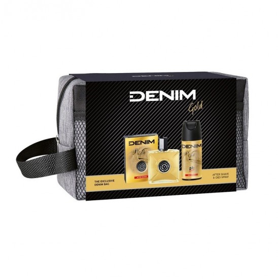 GIFT SET Denim Gold Aftershave 100ml + Deo Spray 150ml + taška