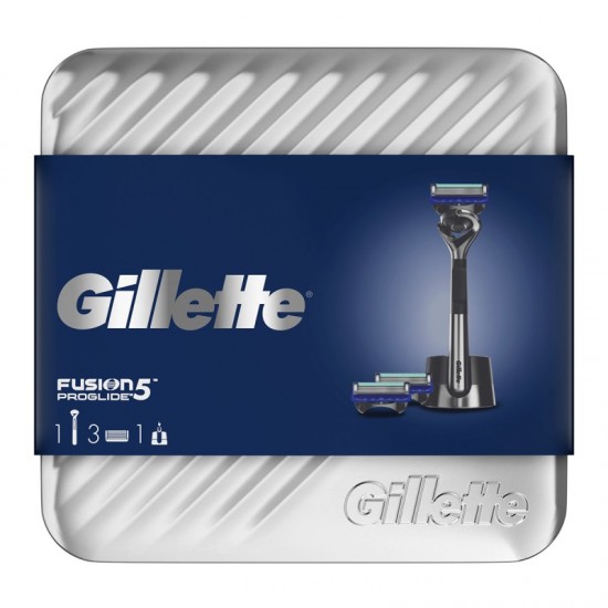 GIFT SET Gillette Fusion 5 Proglide (holiaci strojček +3 náhradné hlavice + stojan)