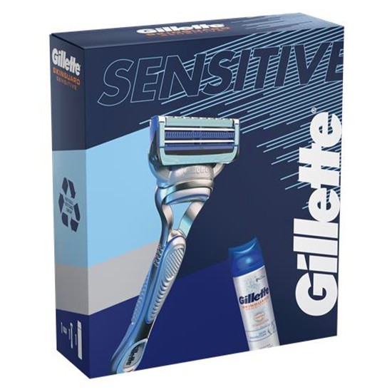 GIFT SET Gillette Sensitive Holiaci strojček, Gél na holenie Sensitive 200ml