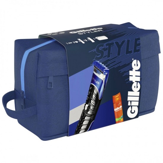 GIFT SET Gillette Style Batériový hol. strojček so zastrihávačom, náhr. hlav., Gél 200ml