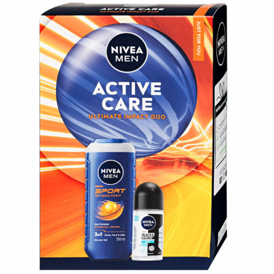 GIFT SET Nivea MEN Active Care - SG Sport 250ml, Roll-on Black&White Fresh 50ml