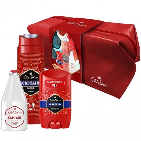 GIFT SET Old Spice Captain VPH 100ml, Deo stick 50ml, SG 2v1 250ml, koz. taška