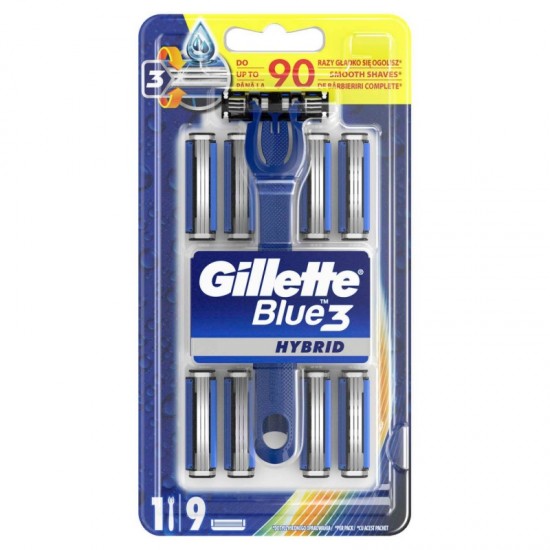 GILLETTE Blue 3 Hybrid Holiaci strojček + náhradné hlavice 9ks