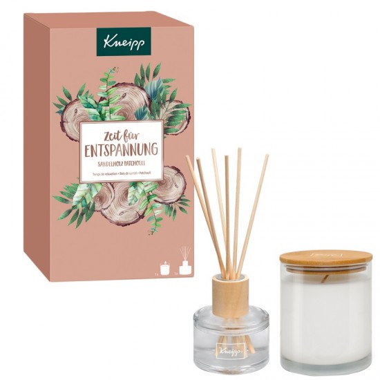 KNEIPP Difúzer 50ml + vonná sviečka 145g - Sandelwood & patchouli Darčeková sada