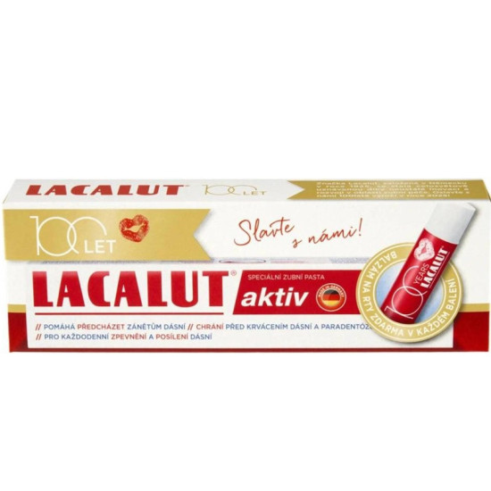 Lacalut Zubná pasta Aktiv 75ml + Balzam na pery 4,8g